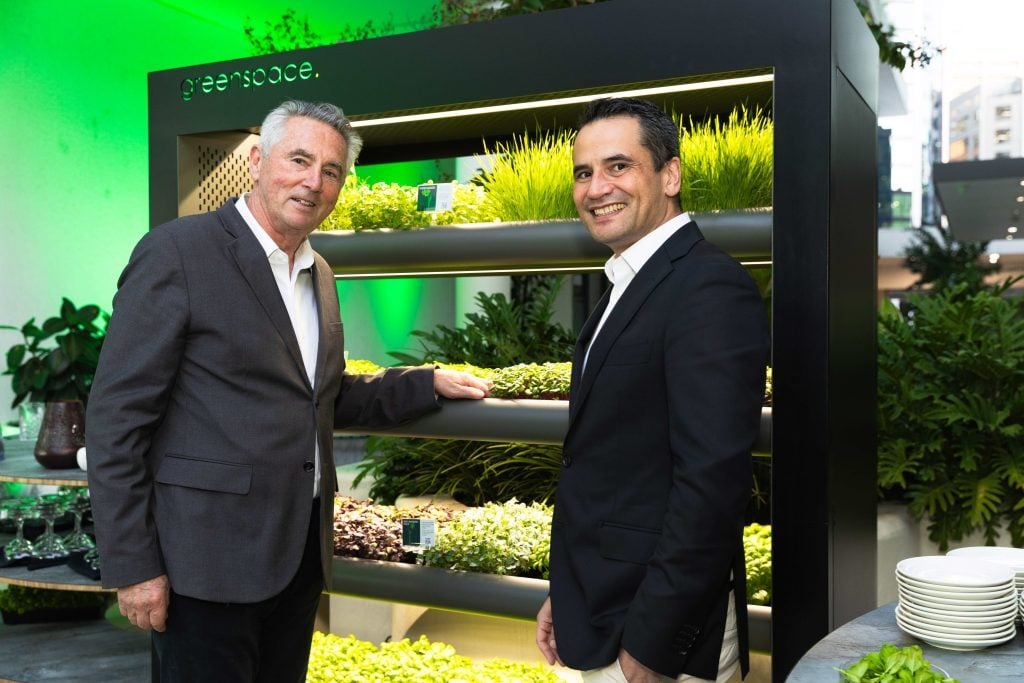 Peter Fox and John Bristowe at the Brisbane Macrofarm launch